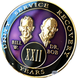 Founders AA Medallion Purple Bill & Bob Tri-Plate Sobriety Chip Year 1 - 50 - RecoveryChip