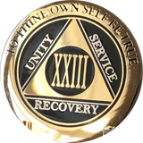 AA Medallion Elegant Black Gold & Silver Plated Years 1 - 45 Bi-Plate - RecoveryChip