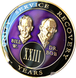 Founders AA Medallion Purple Bill & Bob Tri-Plate Sobriety Chip Year 1 - 50 - RecoveryChip