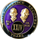 Founders AA Medallion Purple Bill & Bob Tri-Plate Sobriety Chip Year 1 - 50 - RecoveryChip