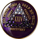 Crystal AA Medallion Transition Purple Tri-Plate Sobriety Chip Year 1 - 45 - RecoveryChip