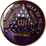 Crystal AA Medallion Transition Purple Tri-Plate Sobriety Chip Year 1 - 45 - RecoveryChip
