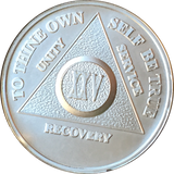 25 Year AA Medallion .999 Fine Silver Sobriety Chip