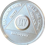 25 Year AA Medallion .999 Fine Silver Sobriety Chip