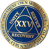 25 Year AA Medallion Reflex Blue Gold Plated Alcoholics Anonymous RecoveryChip Design - RecoveryChip