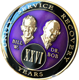 Founders AA Medallion Purple Bill & Bob Tri-Plate Sobriety Chip Year 1 - 50 - RecoveryChip