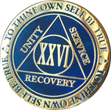 AA Medallion Reflex Blue Color Gold Plated Year 1 - 45 Sobriety Chip - RecoveryChip