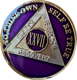 1 - 40 Year AA Medallion Metallic Purple Tri-Plate Sobriety Chip