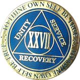 AA Medallion Reflex Blue Color Gold Plated Year 1 - 45 Sobriety Chip - RecoveryChip