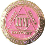 1 - 40 Year AA Medallion Reflex Pink Gold Plated Alcoholics Anonymous RecoveryChip Design - RecoveryChip