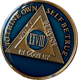 1 - 40 Year AA Medallion Midnight Blue Tri-Plate Sobriety Chip