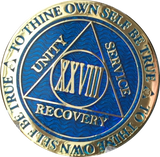 AA Medallion Reflex Blue Color Gold Plated Year 1 - 45 Sobriety Chip - RecoveryChip