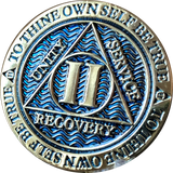 1 - 40 Year Dusty Blue Gold Plated AA Medallion Reflex Design - RecoveryChip