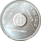 2 Year AA Medallion .999 Fine Silver Sobriety Chip