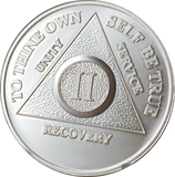2 Year AA Medallion .999 Fine Silver Sobriety Chip