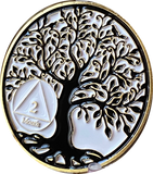 1 2 3 4 5 6 7 8 9 10 11 18 Month AA Medallion Tree Of Life Black White Serenity Prayer Coin