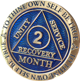 1 - 11 Month AA Medallion Reflex Blue Gold Plated Sobriety Chip Coin - RecoveryChip