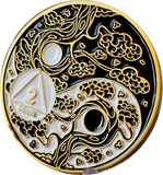 1 2 3 4 5 6 7 8 9 10 11 or 18 Month AA Medallion Ying Yang Black and White Serenity Prayer Chip
