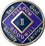 Offical NA Triplate Purple Blue & Black Color Narcotics Anonymous Medallion 18 Month Year 1 - 50 - RecoveryChip