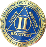 AA Medallion Reflex Blue Color Gold Plated Year 1 - 45 Sobriety Chip - RecoveryChip