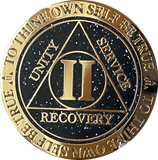 1 2 3 4 5 or 30 Year AA Medallion Reflex Milky Way Glitter Black Gold Plated Sobriety Chip