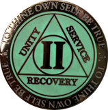 1 2 3 4 5  Year AA Medallion Reflex Glow In The Dark Gold Plated White Sobriety Chip - RecoveryChip