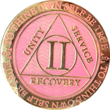 1 - 40 Year AA Medallion Reflex Pink Gold Plated Alcoholics Anonymous RecoveryChip Design - RecoveryChip