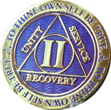 1 - 10 Year AA Medallion Reflex Purple Gold Plated Alcoholics Anonymous - RecoveryChip