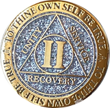 1 2 3 4 or 5 Year AA Medallion Reflex Glitter Silver Gold Plated Sobriety Chip - RecoveryChip