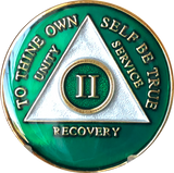 Green Gold Tri-Plate AA Medallion 24 Hours 18 Month Year 1 - 45 Sobriety Chip - RecoveryChip