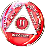 Red Gold Tri-Plate AA Medallion 24 Hours 18 Month Year 1 - 45 Sobriety Chip - RecoveryChip