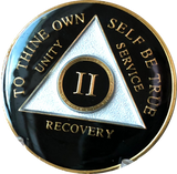 Black Gold Tri-Plate AA Medallion Year 1 - 50 Sobriety Chip White