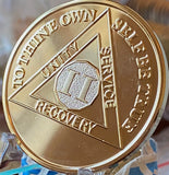 2 Year AA Medallion Premium 22k Gold Plated Sobriety Chip