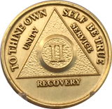 AA Medallion Year 1 - 65  Bronze Sobriety Chip Alcoholics Anonymous Coin - RecoveryChip