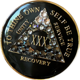 Crystal AA Medallion Transition Black Tri-Plate Sobriety Chip Year 1 - 50 - RecoveryChip
