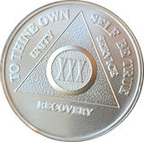 30 Year AA Medallion .999 Fine Silver Sobriety Chip