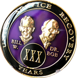 Founders AA Medallion Purple Bill & Bob Tri-Plate Sobriety Chip Year 1 - 50 - RecoveryChip