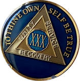 1 - 40 Year AA Medallion Midnight Blue Tri-Plate Sobriety Chip