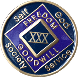 Offical NA Triplate Purple Blue & Black Color Narcotics Anonymous Medallion 18 Month Year 1 - 50 - RecoveryChip