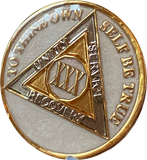 1 - 20 or 30 Year AA Medallion Opulent Pearl Silver Swirl Tri-Plate Sobriety Chip
