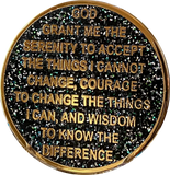 30 Year AA Medallion Reflex Black Glitter Gold Plated Sobriety Chip XXX