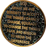 30 Year AA Medallion Reflex Black Glitter Gold Plated Sobriety Chip XXX