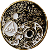 30 Year AA Medallion Sakura Tree Cherry Blossom Ying Yang Serenity Prayer Medallion