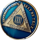 1 - 40 Year AA Medallion Midnight Blue Tri-Plate Sobriety Chip