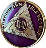 1 - 40 Year AA Medallion Metallic Purple Tri-Plate Sobriety Chip