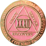 1 - 40 Year AA Medallion Reflex Pink Gold Plated Alcoholics Anonymous RecoveryChip Design - RecoveryChip