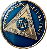 1 - 40 Year AA Medallion Midnight Blue Tri-Plate Sobriety Chip