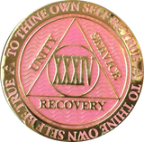 1 - 40 Year AA Medallion Reflex Pink Gold Plated Alcoholics Anonymous RecoveryChip Design - RecoveryChip