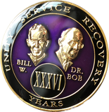 Founders AA Medallion Purple Bill & Bob Tri-Plate Sobriety Chip Year 1 - 50 - RecoveryChip