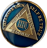1 - 40 Year AA Medallion Midnight Blue Tri-Plate Sobriety Chip